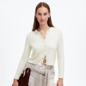 Madewell Cotton-Blend Cardigan in White Large
